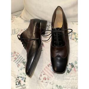 VINTAGE SALVATORE FERRAGAMO 2 TONE LEATHER OXFORDS LACE UP SHOES 7.5N